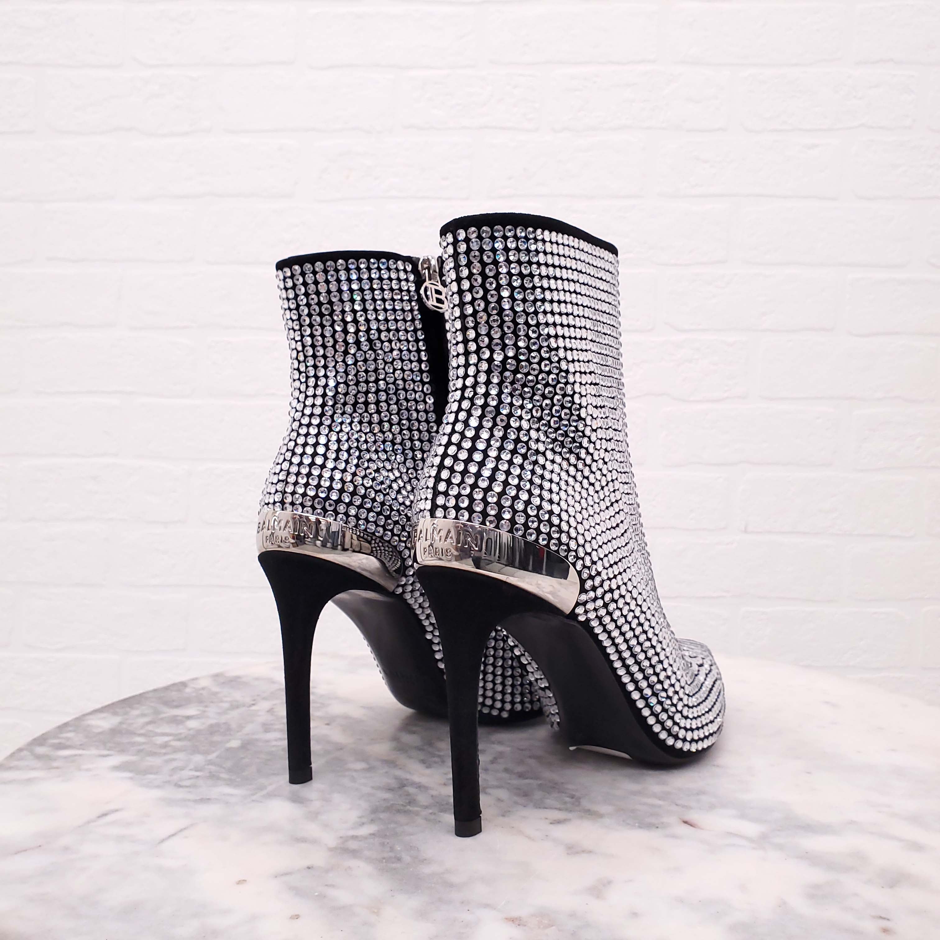 BALMAIN RHINESTONE BOOTIES - SIZE 37.5