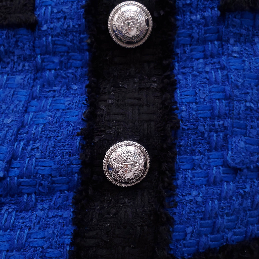 BALMAIN ROYAL BLUE TWEED SKIRT - SIZE 36