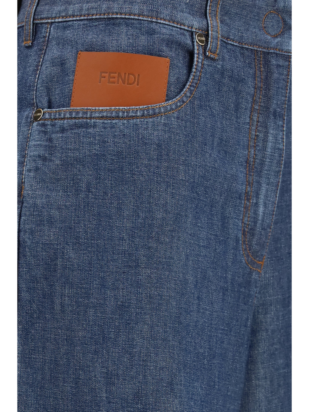 Fendi Women Wide-Leg Chambray Jeans