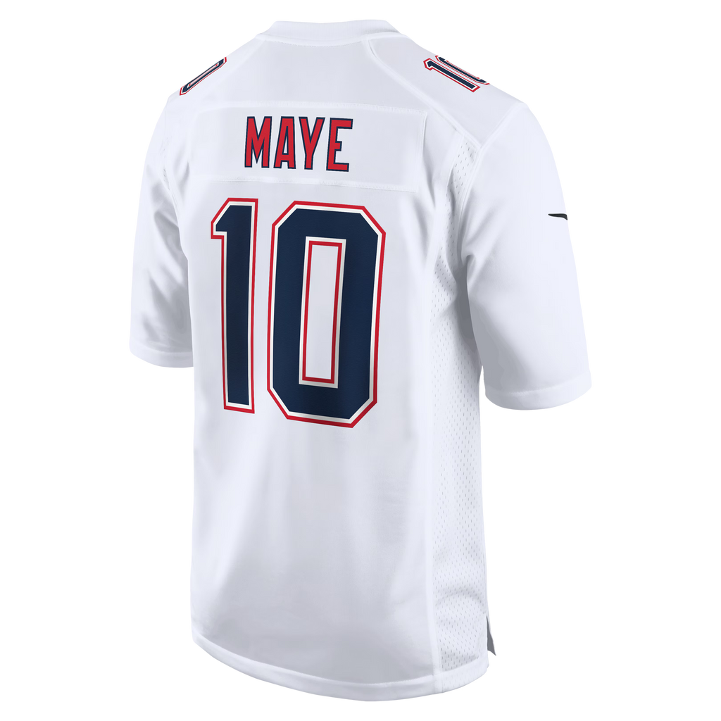 New England Patriots Drake Maye Tundra White Game Jersey