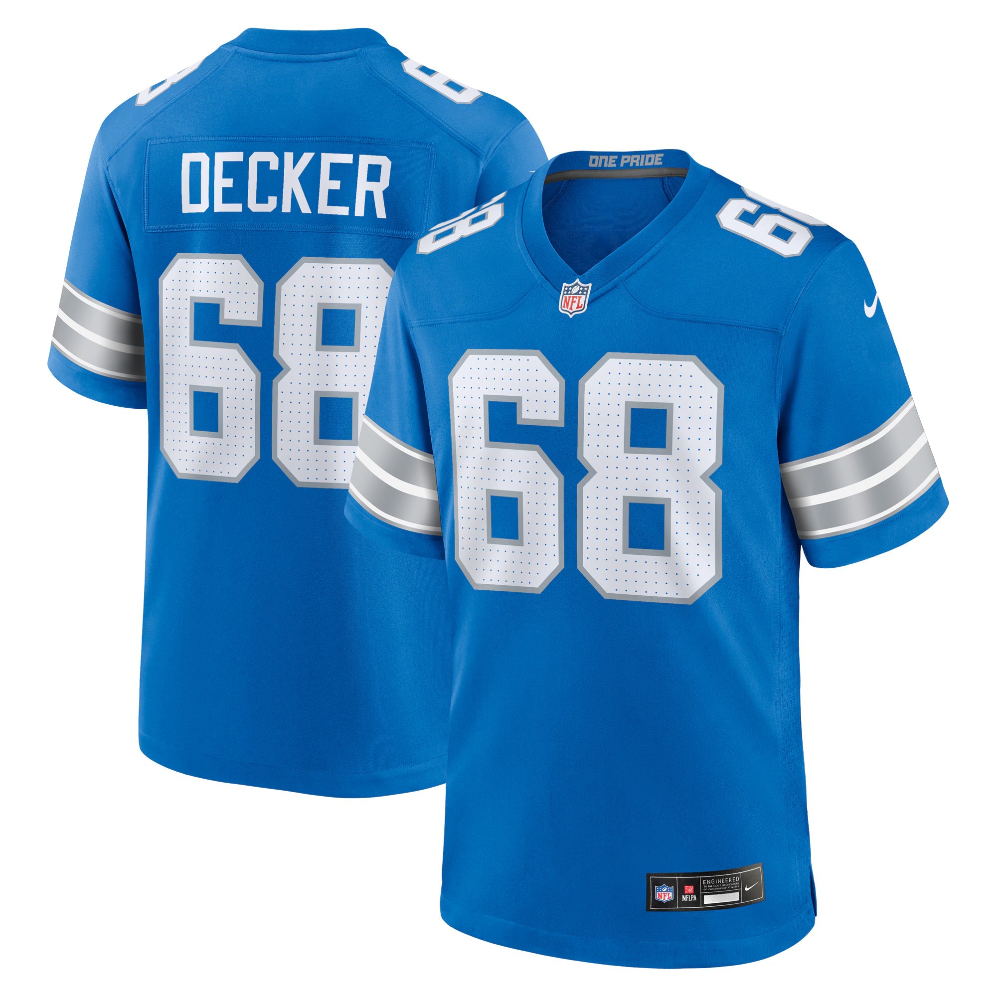 Detroit Lions Taylor Decker Blue Team Game Jersey
