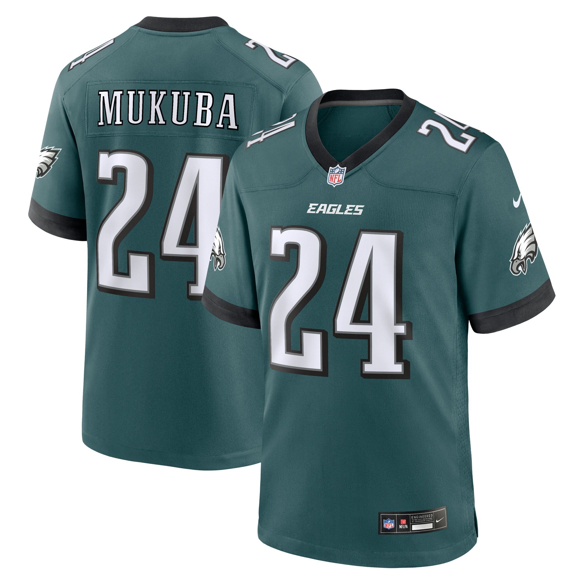Philadelphia Eagles Andrew Mukuba Midnight Green Team Game Jersey