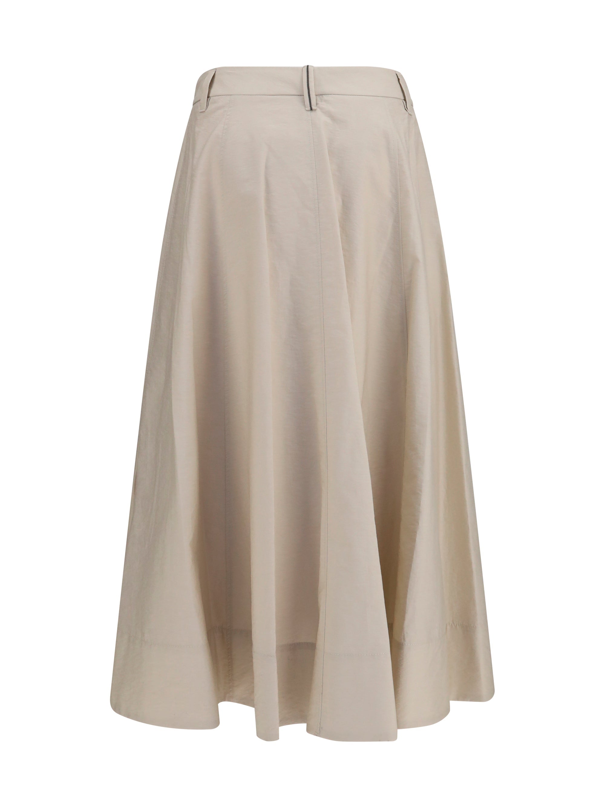 Brunello Cucinelli Women Cotton Poplin Skirt With Monili Detail