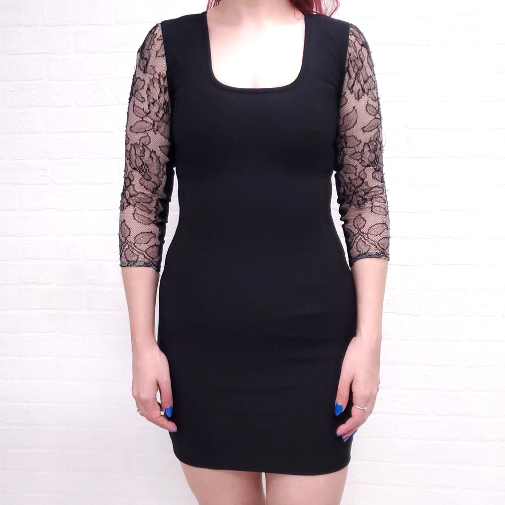 STELLA MCCARTNEY BLACK DRESS WITH LACE - SIZE 40