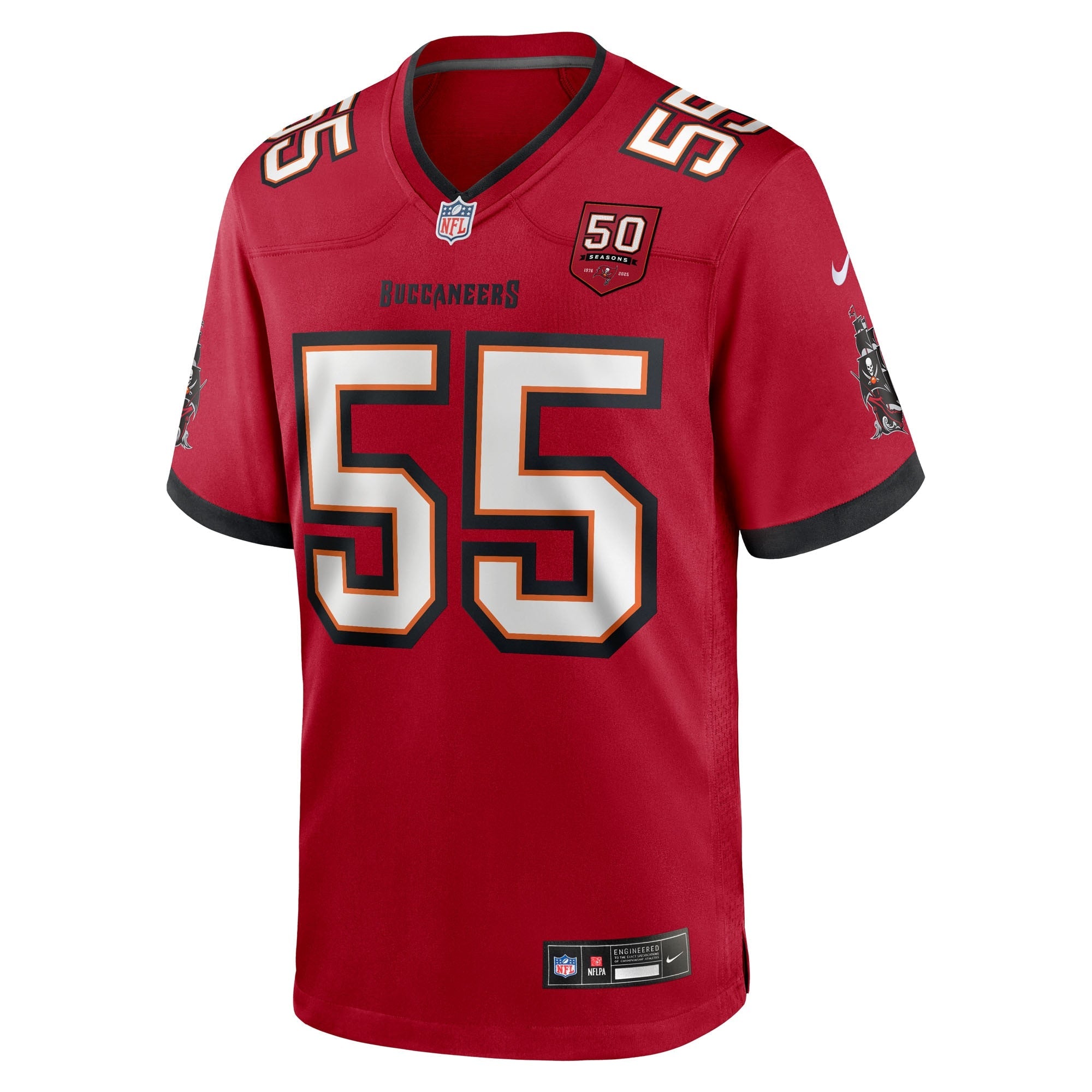 Tampa Bay Buccaneers Derrick Brooks Red 50th Season Team Game Jersey
