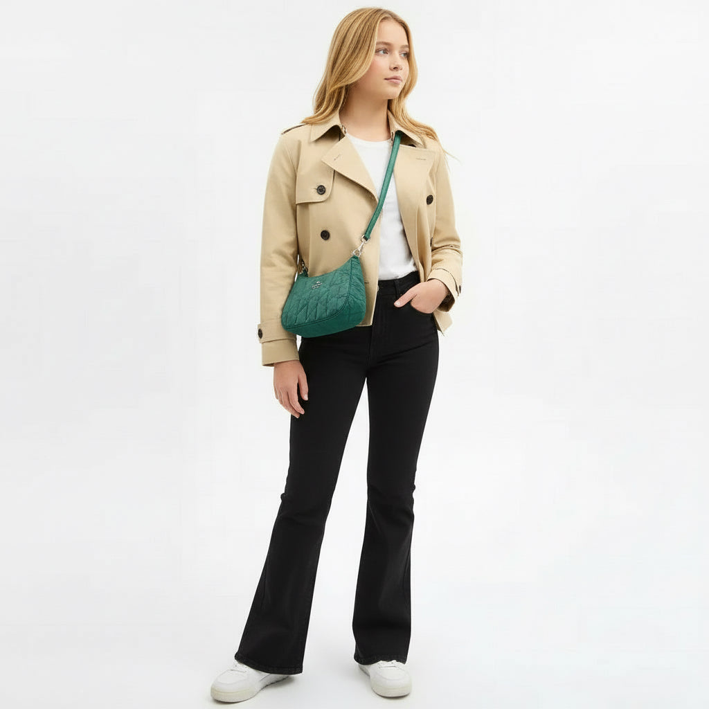 NWT Coach Teri Shoulder Bag In Silver/Green