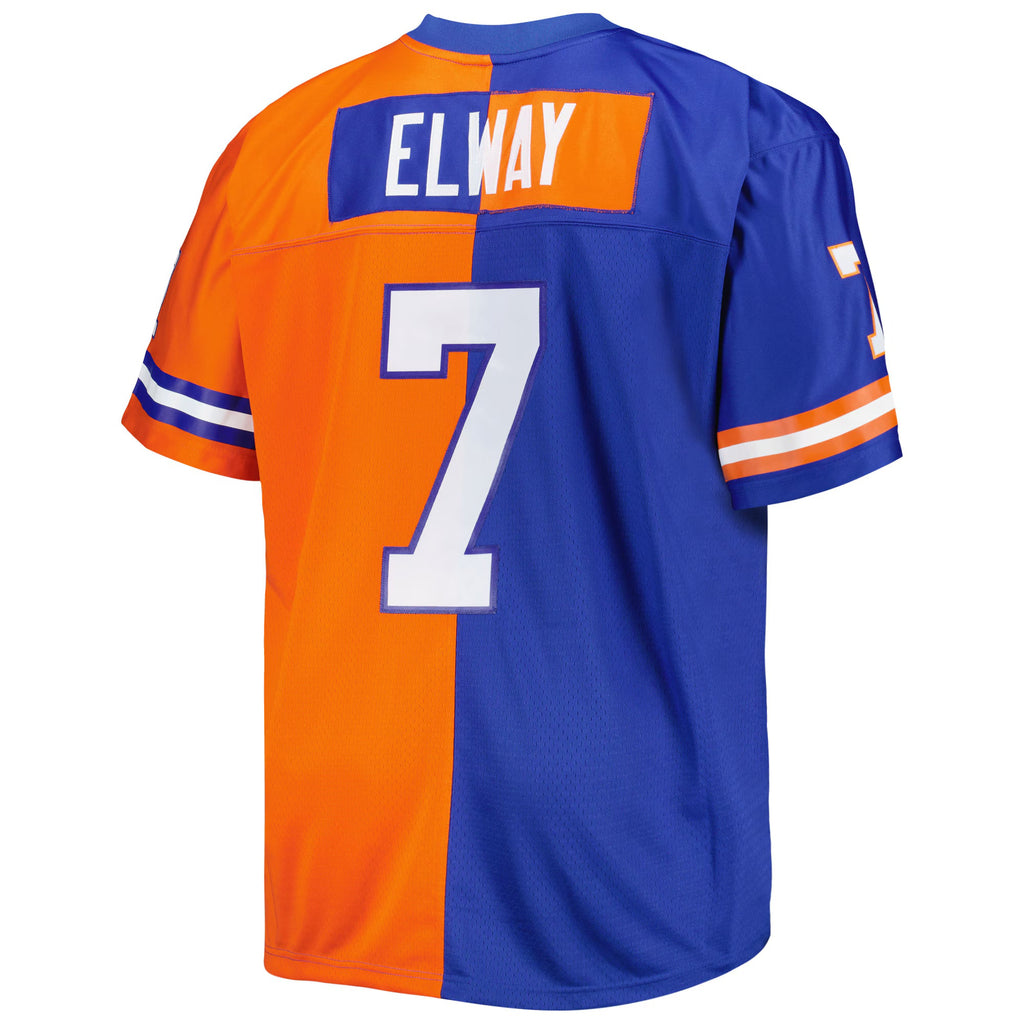 Denver Broncos John Elway Mitchell & Ness Royal/Orange Big & Tall Split Legacy Retired Player Replica Jersey