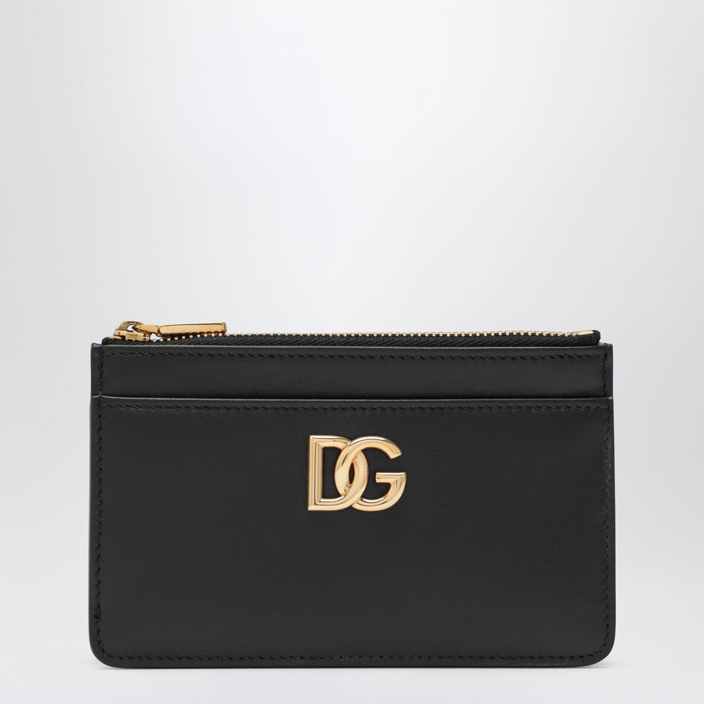 Dolce&Gabbana Black Leather Zip Card Holder With Dg Logo Women