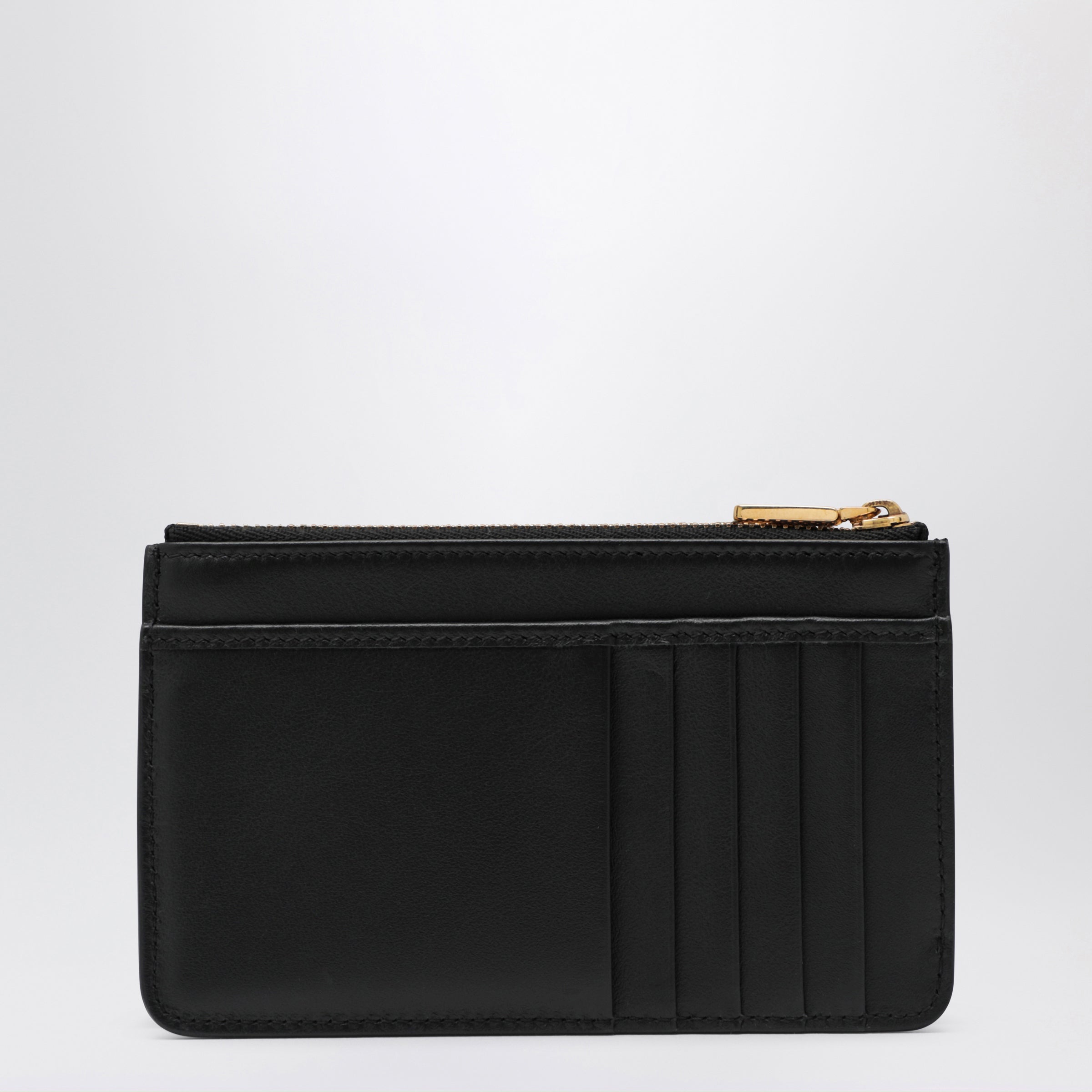 Dolce&Gabbana Black Leather Zip Card Holder With Dg Logo Women