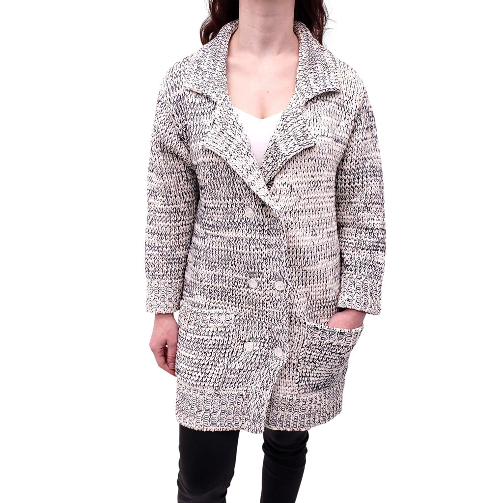 BOTTEGA VENETA KNIT DOUBLE BREASTED CARDIGAN WITH EMBROIDERED DETAIL - SIZE 40