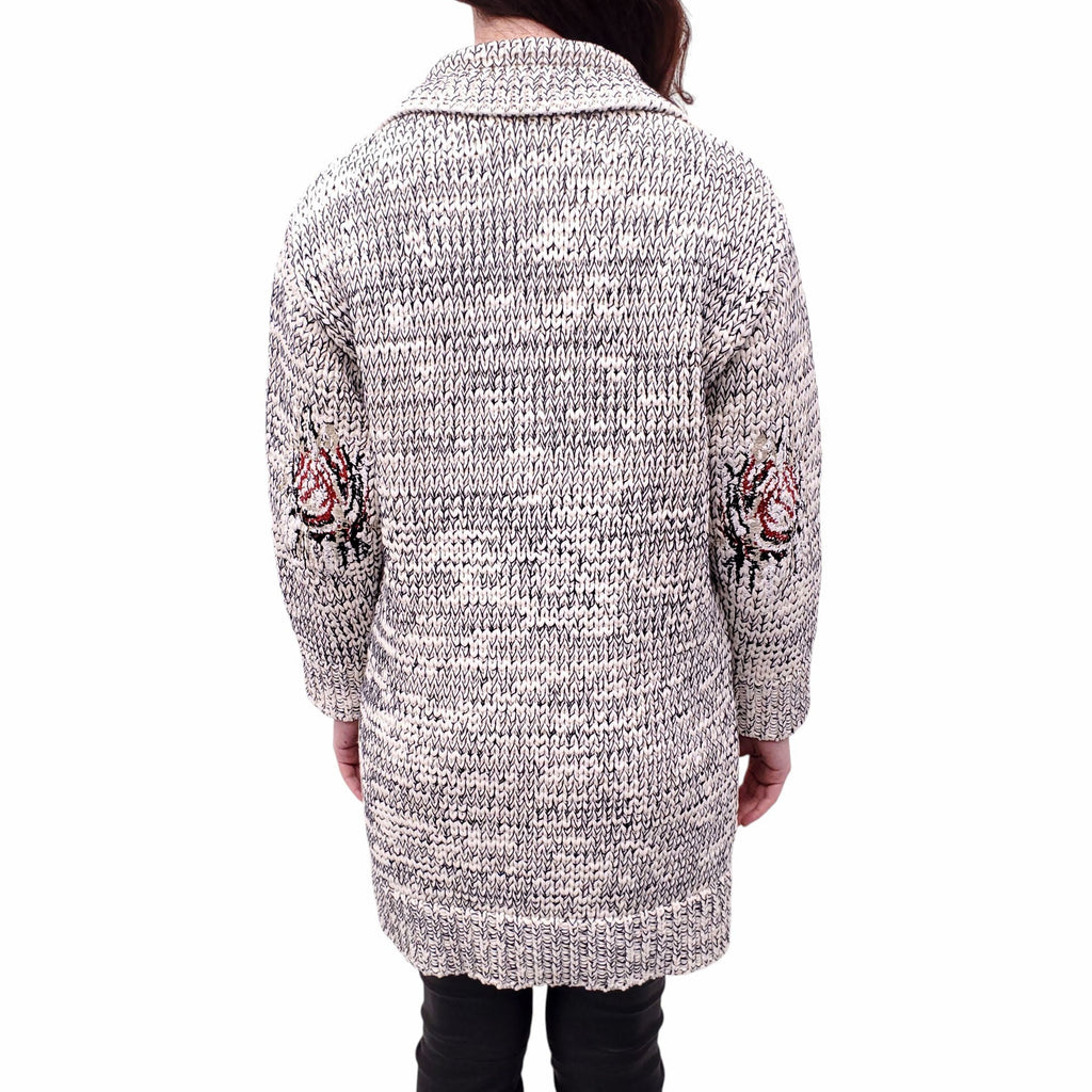 BOTTEGA VENETA KNIT DOUBLE BREASTED CARDIGAN WITH EMBROIDERED DETAIL - SIZE 40