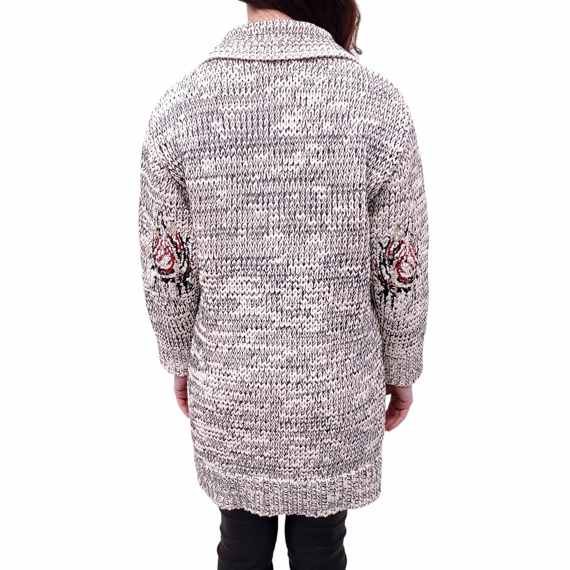 BOTTEGA VENETA KNIT DOUBLE BREASTED CARDIGAN WITH EMBROIDERED DETAIL - SIZE 40
