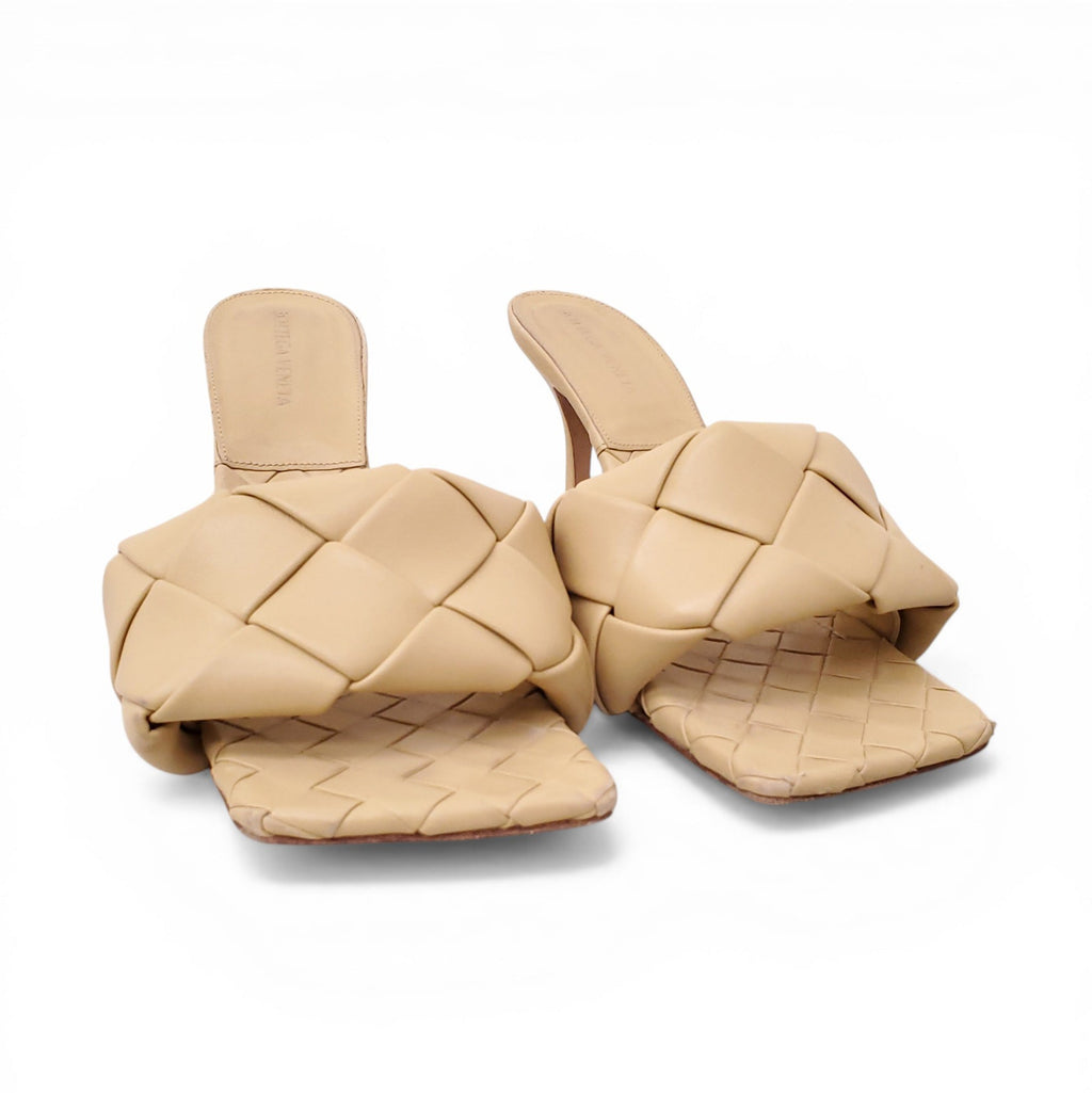 BOTTEGA VENETA NUDE BRAIDED HEELS - SIZE 40