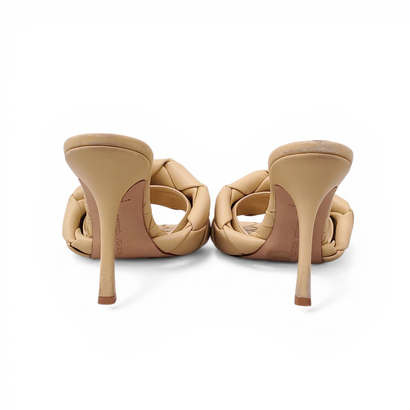 BOTTEGA VENETA NUDE BRAIDED HEELS - SIZE 40