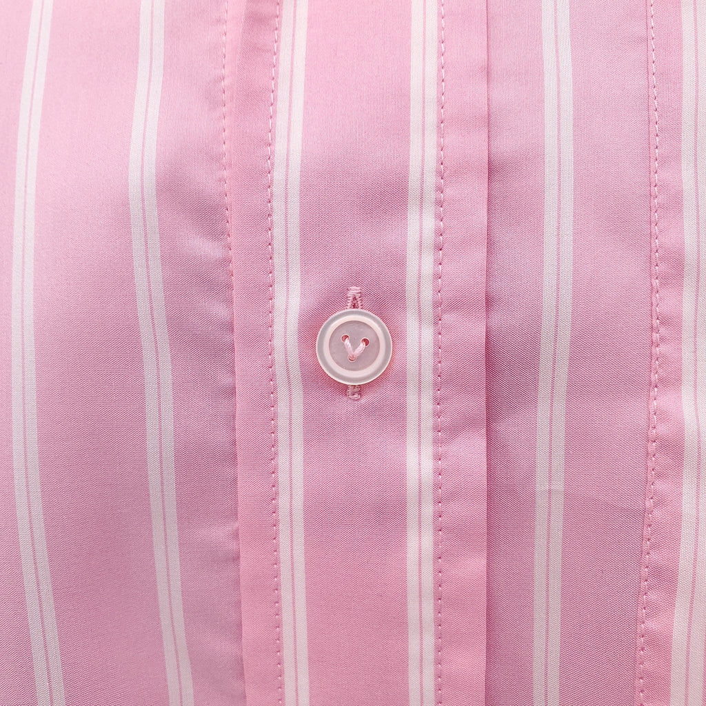 BOTTEGA VENETA PINK SILK OVERSIZED STRIPED BLOUSE - SIZE 38