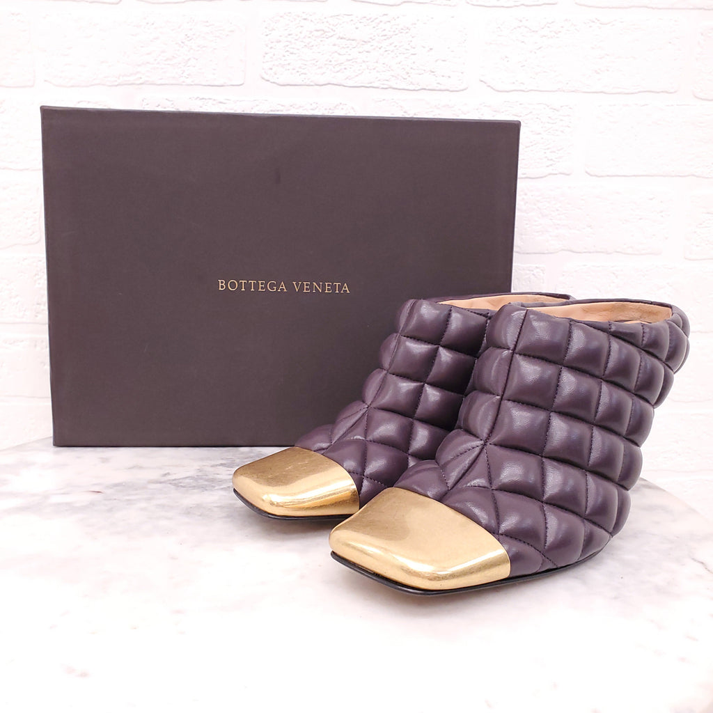 BOTTEGA VENETA PLUM STITCHED 'MATELASSE' PUMP - SIZE 38