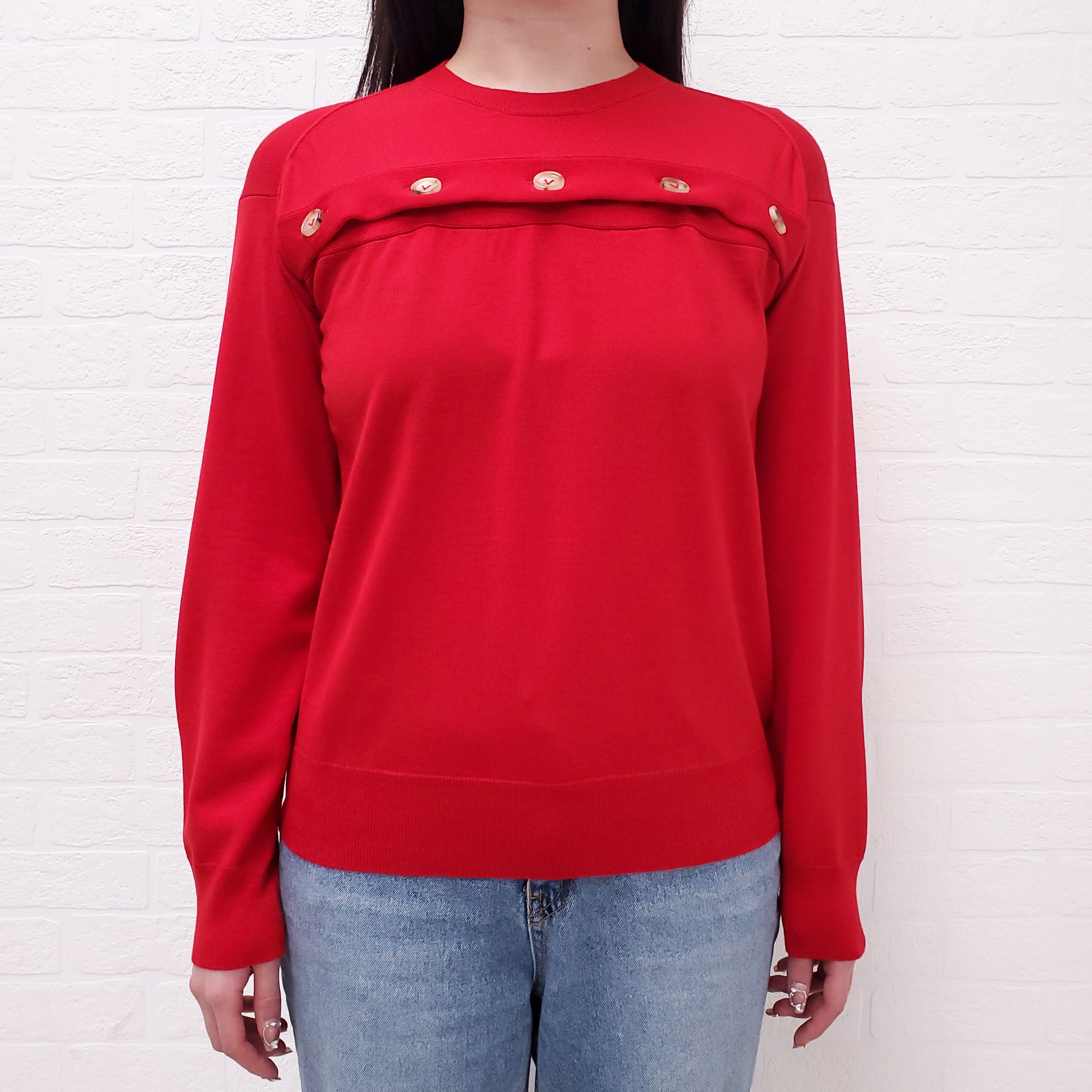 BOTTEGA VENETA RED SWEATER WITH BUTTONS - SIZE XS