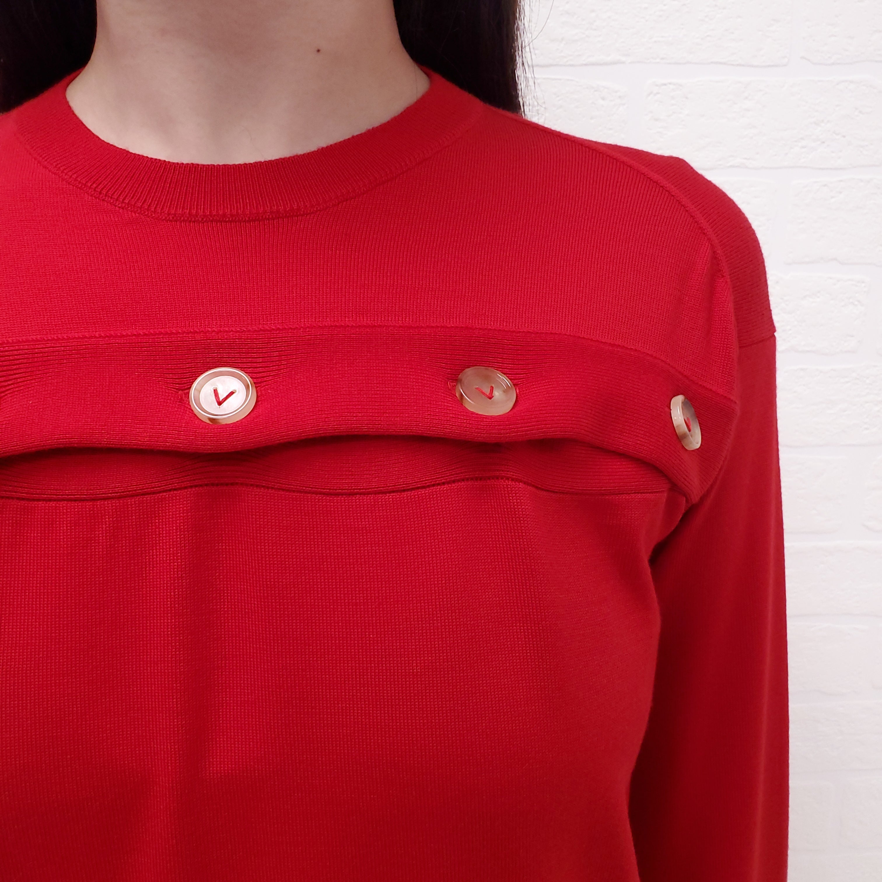 BOTTEGA VENETA RED SWEATER WITH BUTTONS - SIZE XS