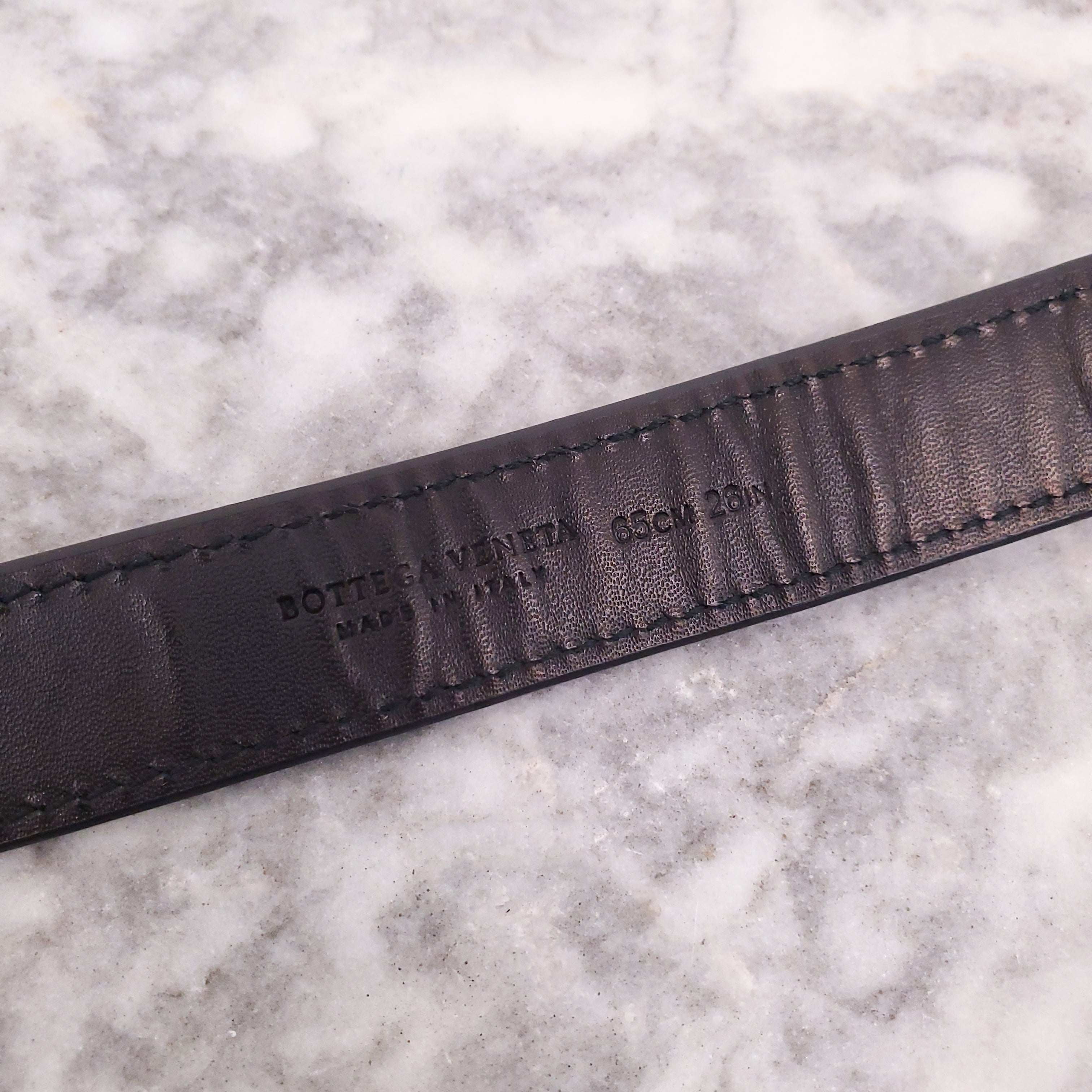 BOTTEGA VENETA SNAKESKIN BELT WITH SILVE DETAIL - SIZE 65