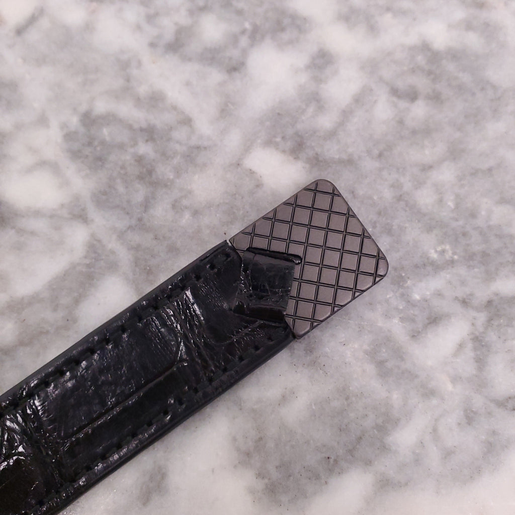 BOTTEGA VENETA SNAKESKIN BELT WITH SILVE DETAIL - SIZE 65