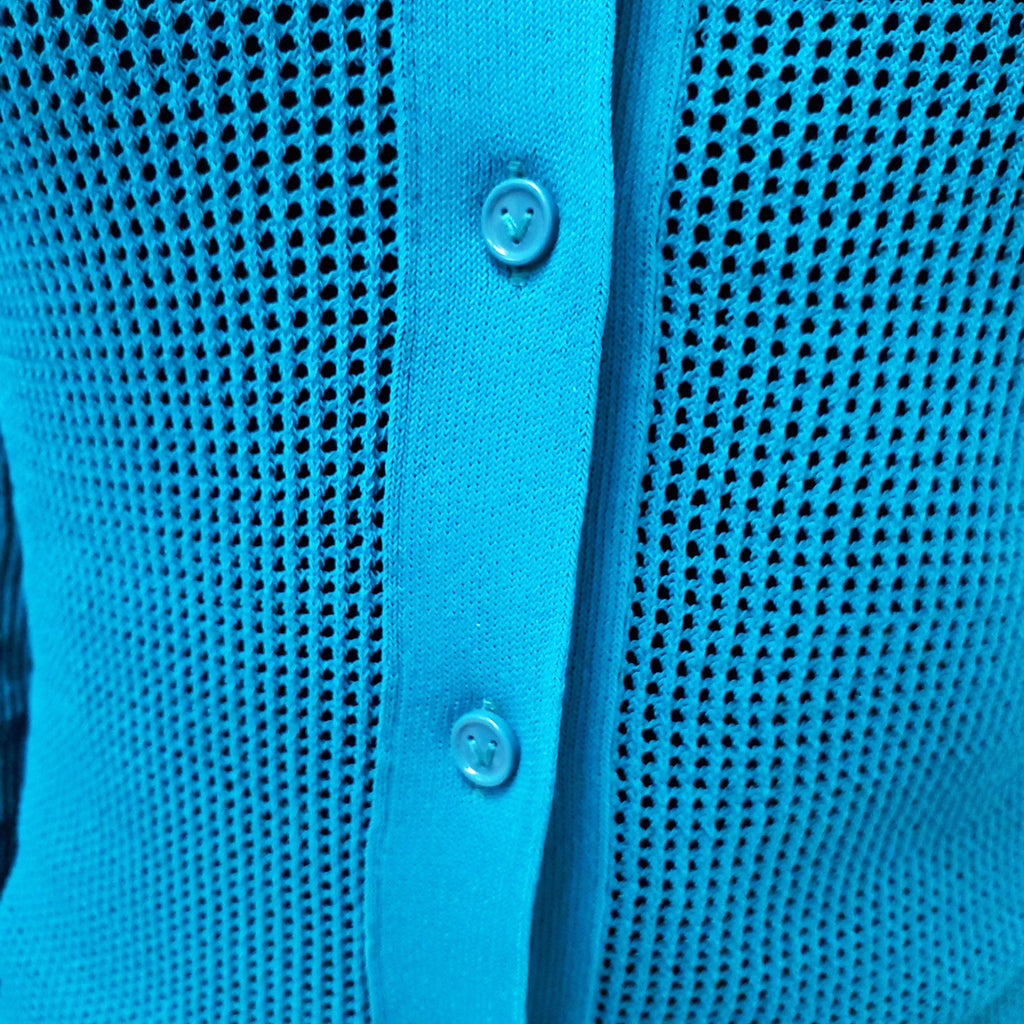 BOTTEGA VENETA TURQUOISE KNIT CARDIGAN WITH COLLAR - SIZE XS