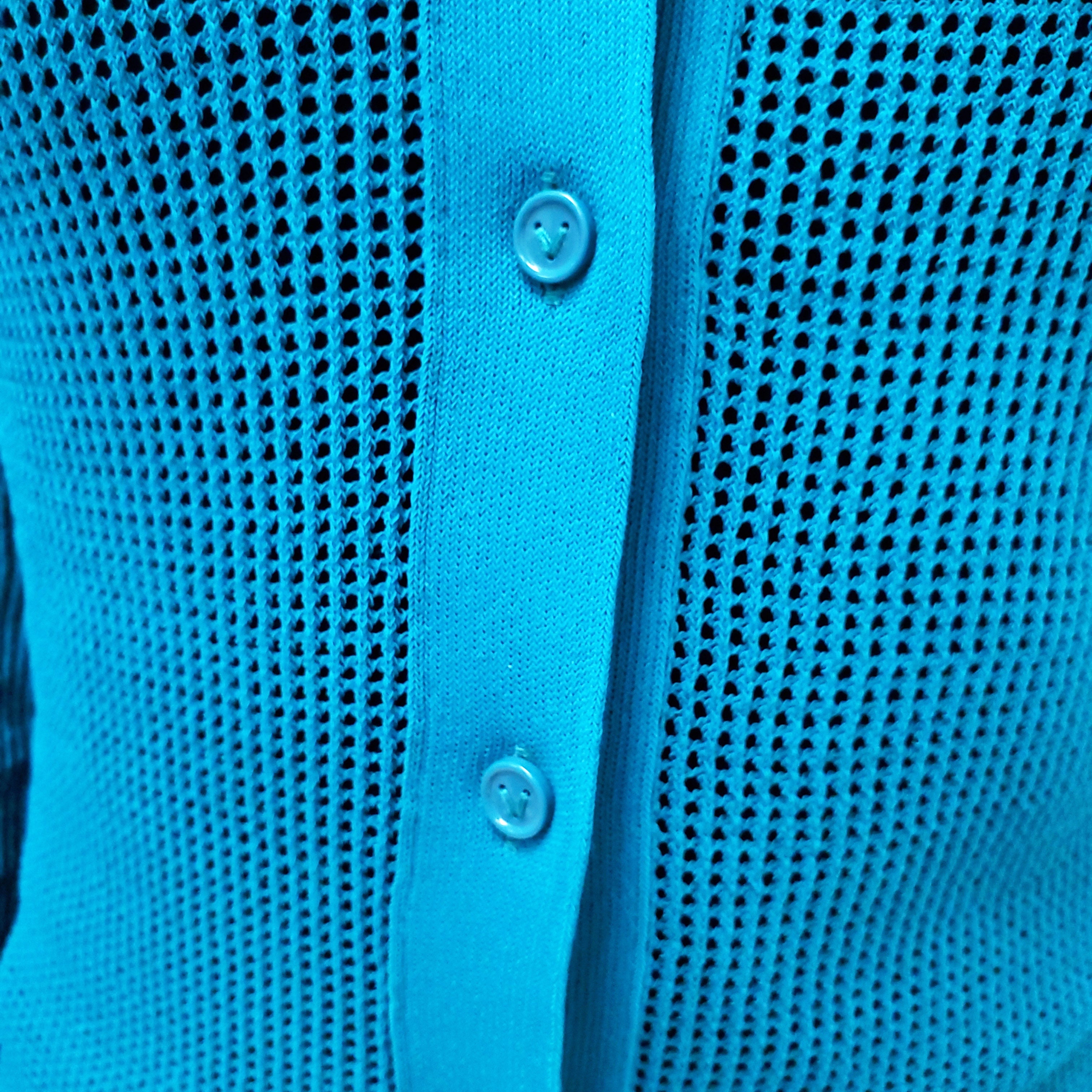 BOTTEGA VENETA TURQUOISE KNIT CARDIGAN WITH COLLAR - SIZE XS