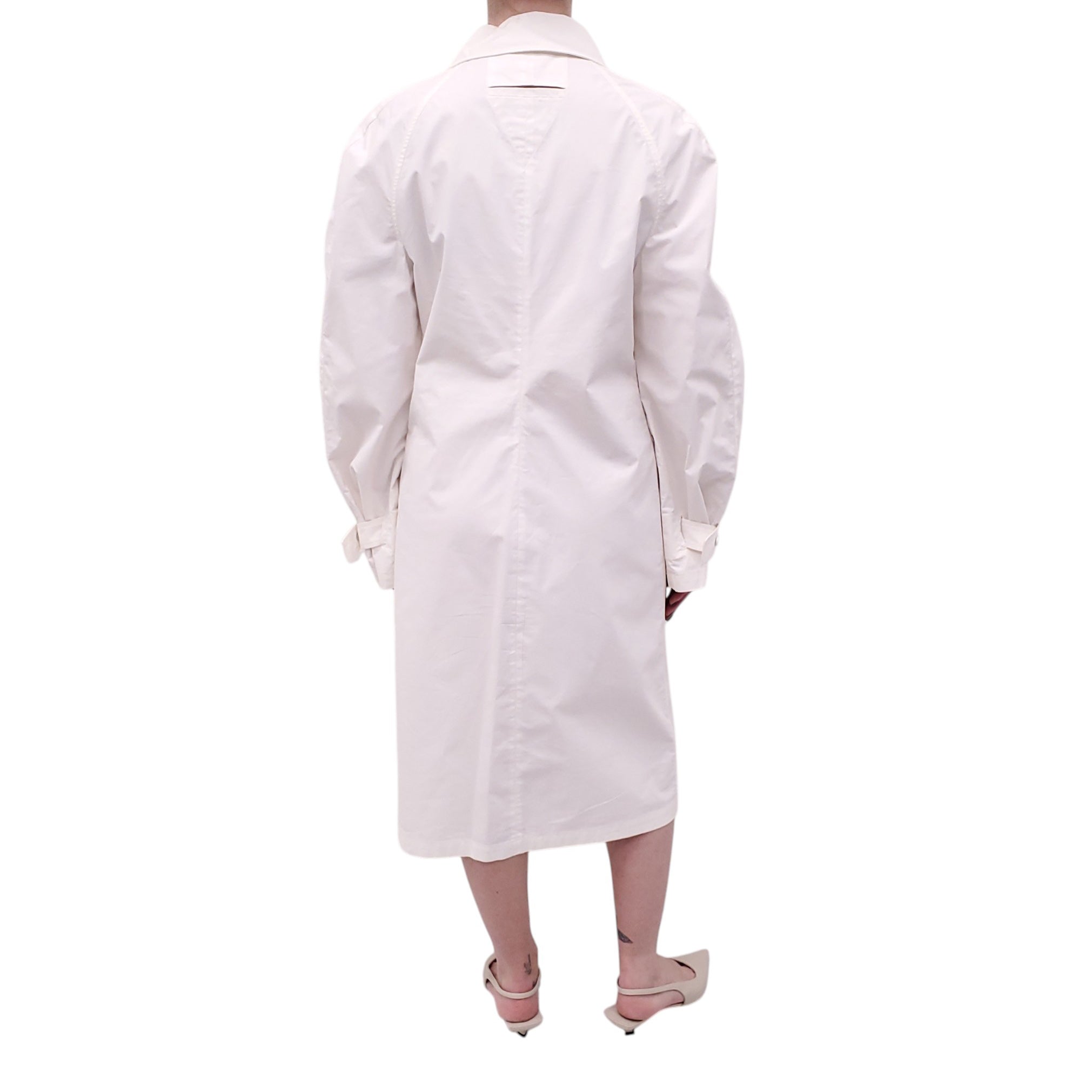 BOTTEGA VENETA WHITE LONG SLEEVE TUNIC DRESS WITH SILVER CLASPS - SIZE 44