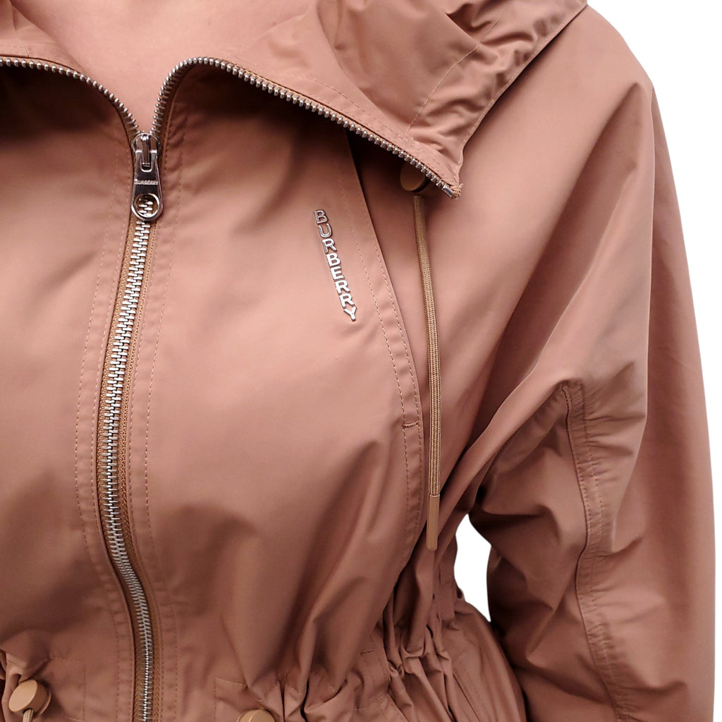 BURBERRY BROWN CINCHED RAIN JACKET - SIZE US 2