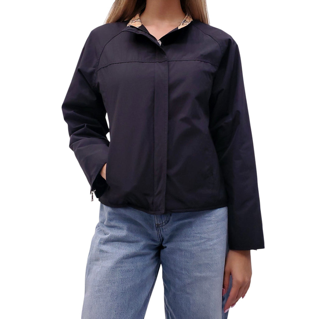 BURBERRY GOLF BLACK JACKET WITH CHECK LINING DETAIL - SIZE S