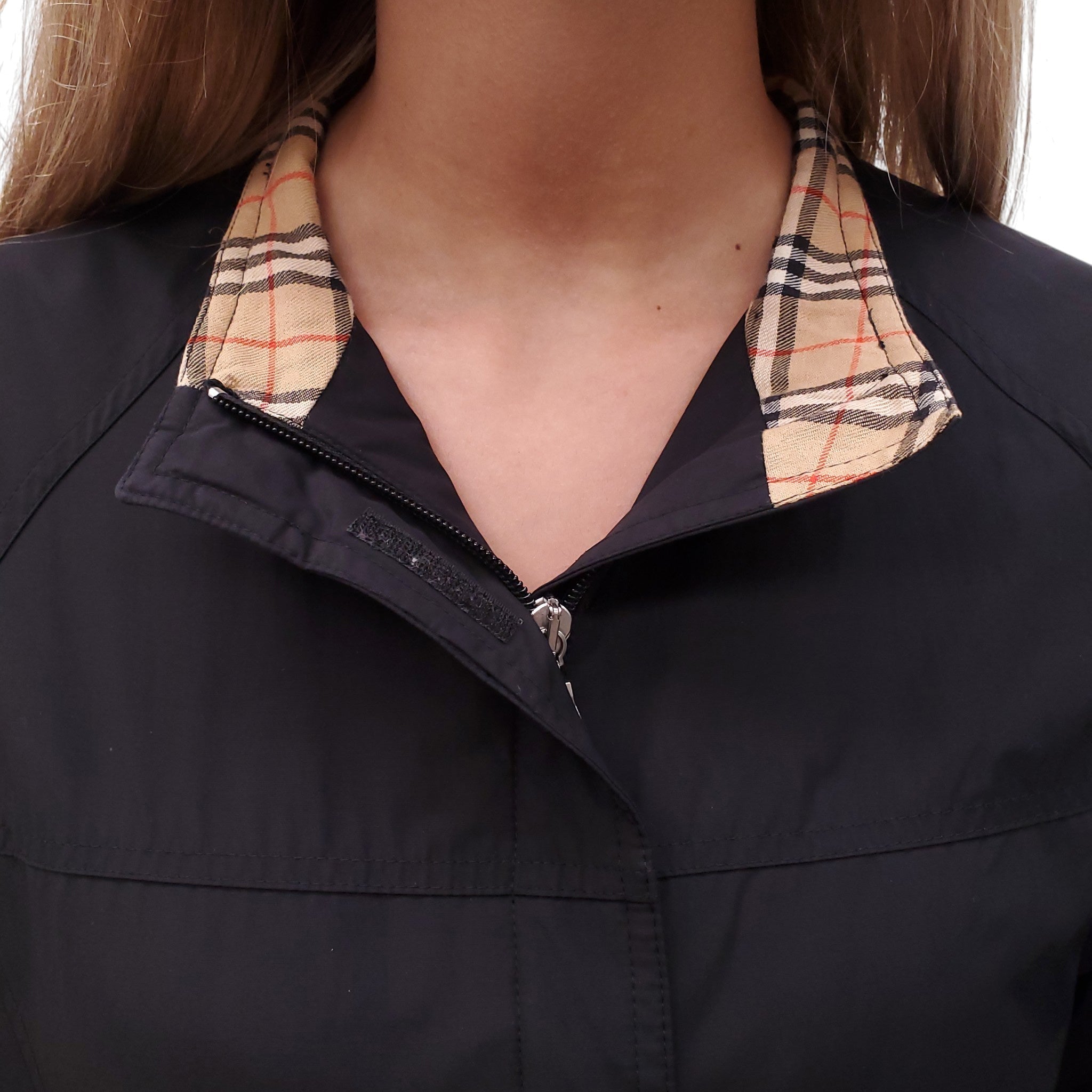 BURBERRY GOLF BLACK JACKET WITH CHECK LINING DETAIL - SIZE S