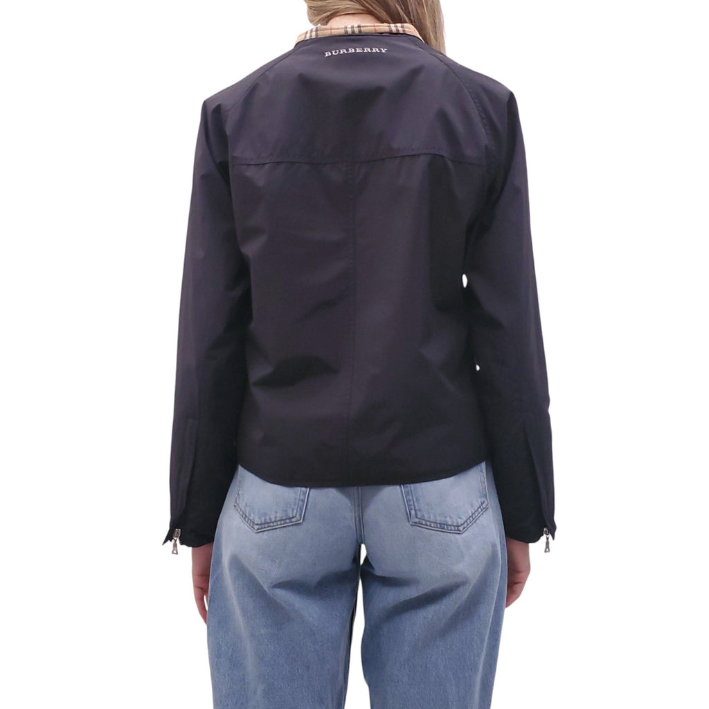BURBERRY GOLF BLACK JACKET WITH CHECK LINING DETAIL - SIZE S