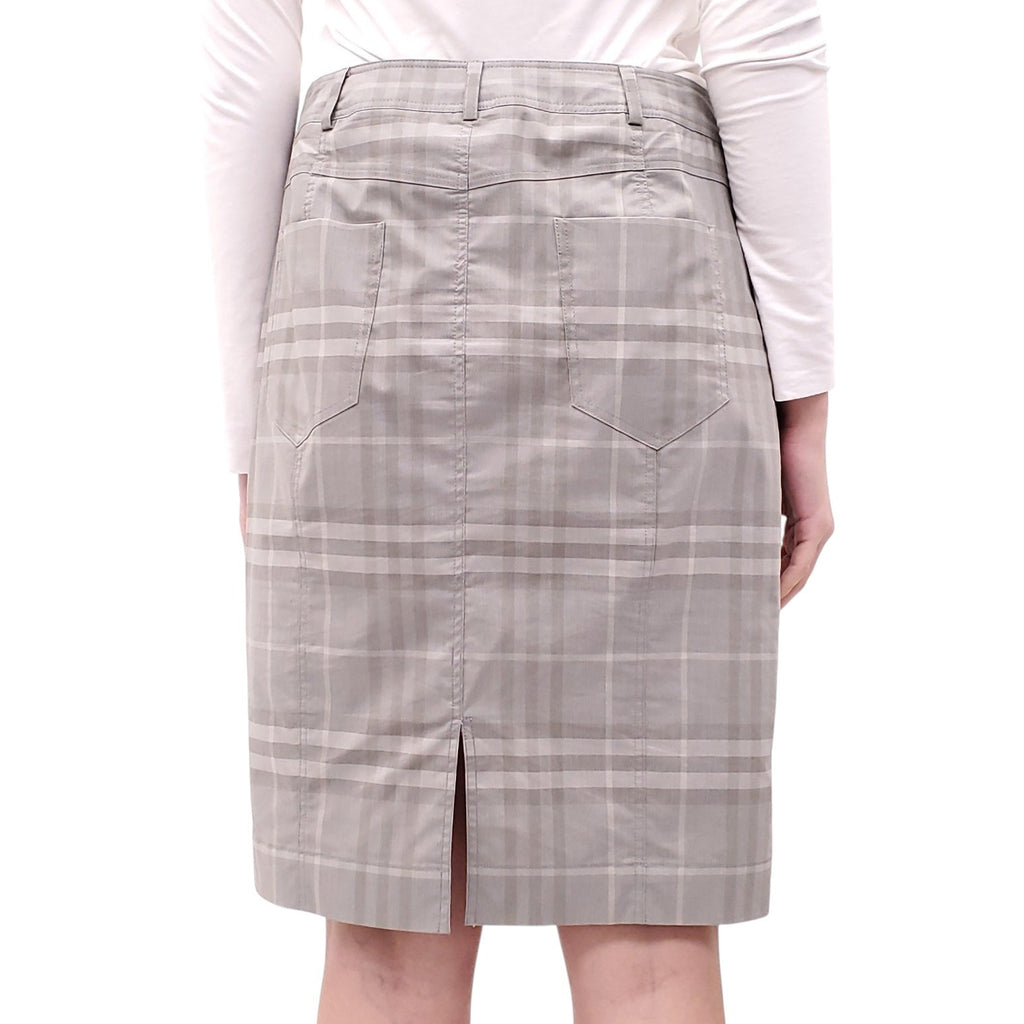 BURBERRY GREY CHECK SKIRT - SIZE US 10