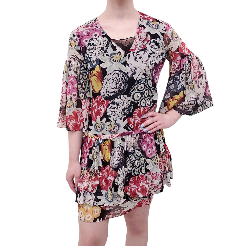 BURBERRY MULTICOLOURED FLORAL DRESS - SIZE US 4
