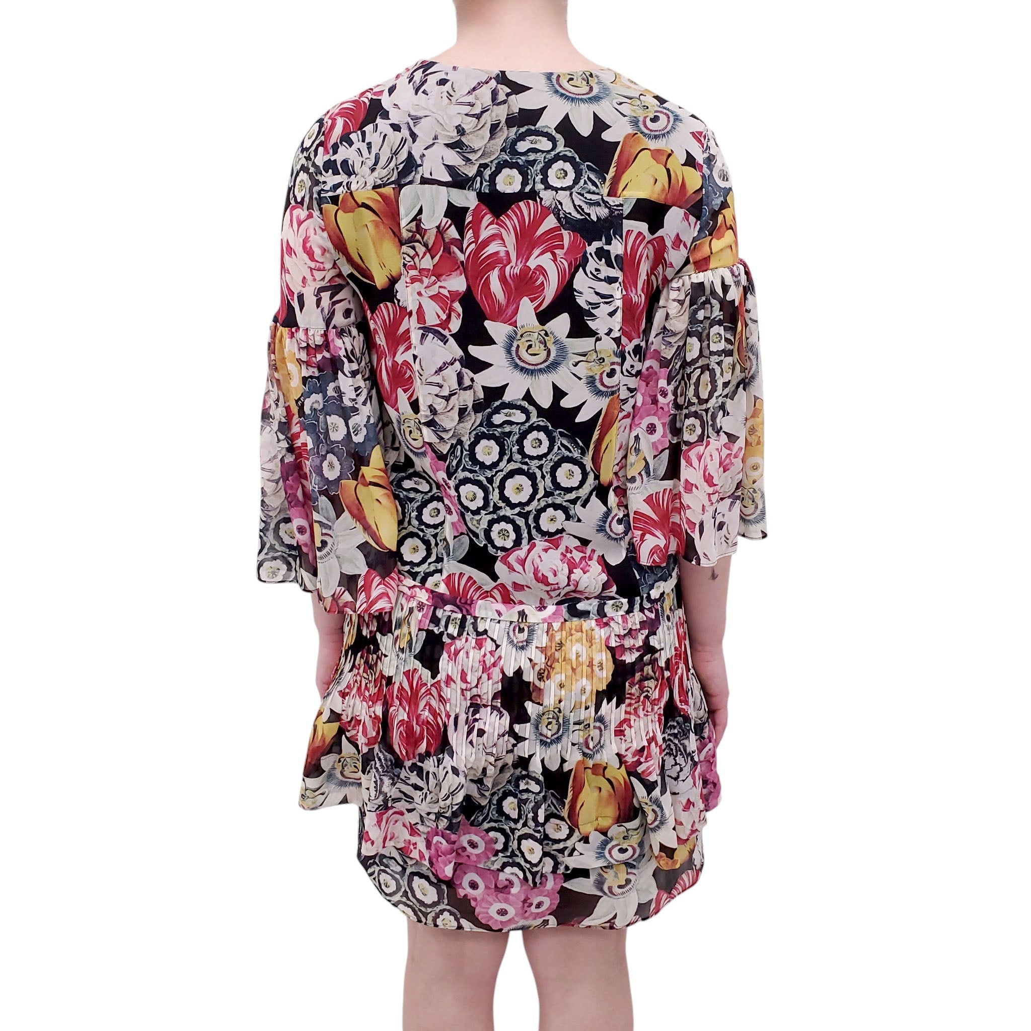 BURBERRY MULTICOLOURED FLORAL DRESS - SIZE US 4