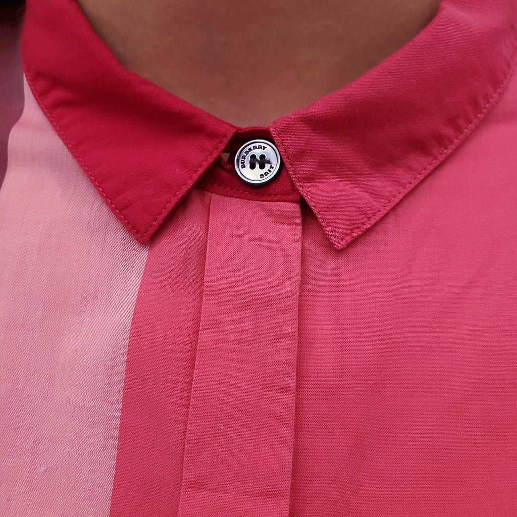 BURBERRY PINK PLAID DRESS SHIRT - SIZE M