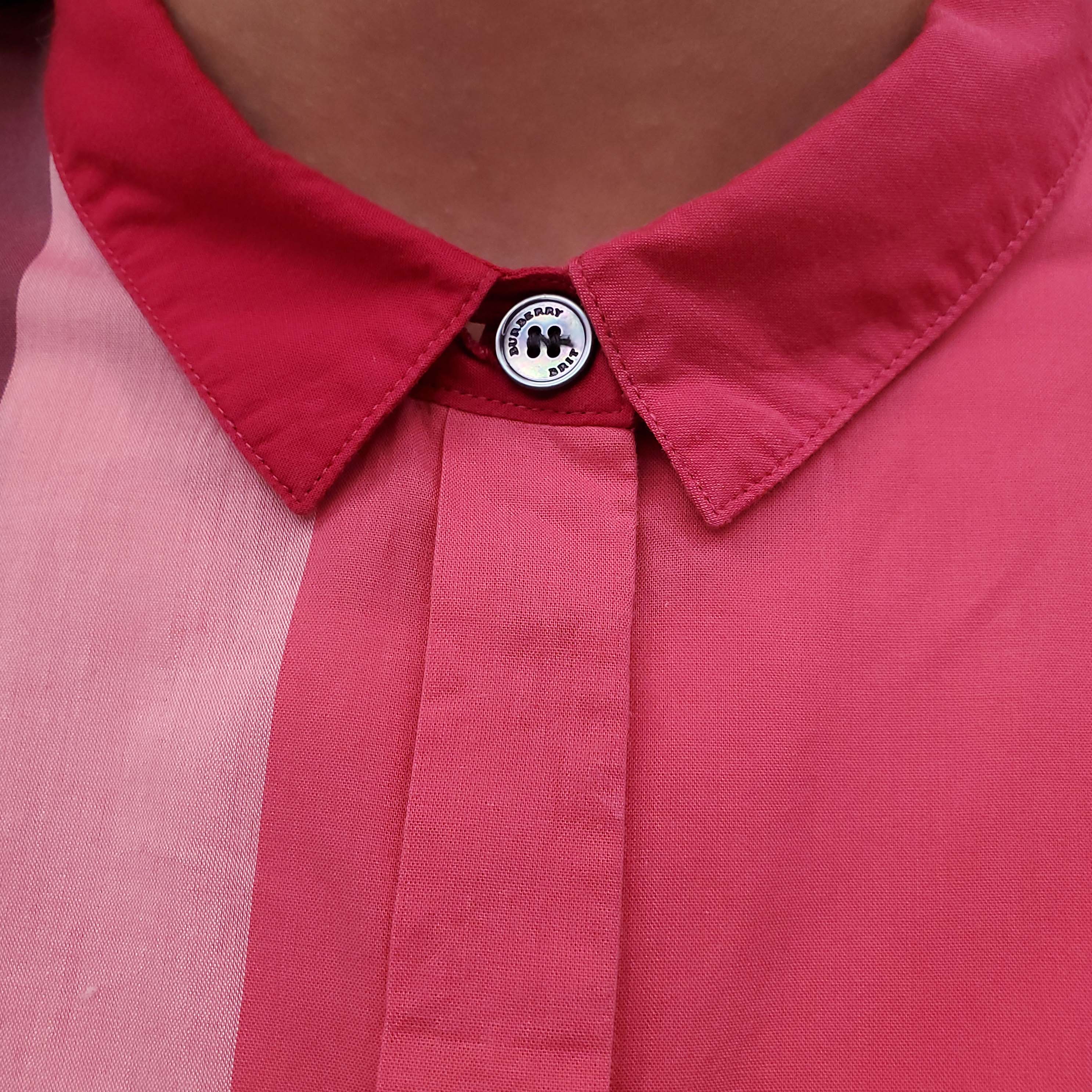 BURBERRY PINK PLAID DRESS SHIRT - SIZE M