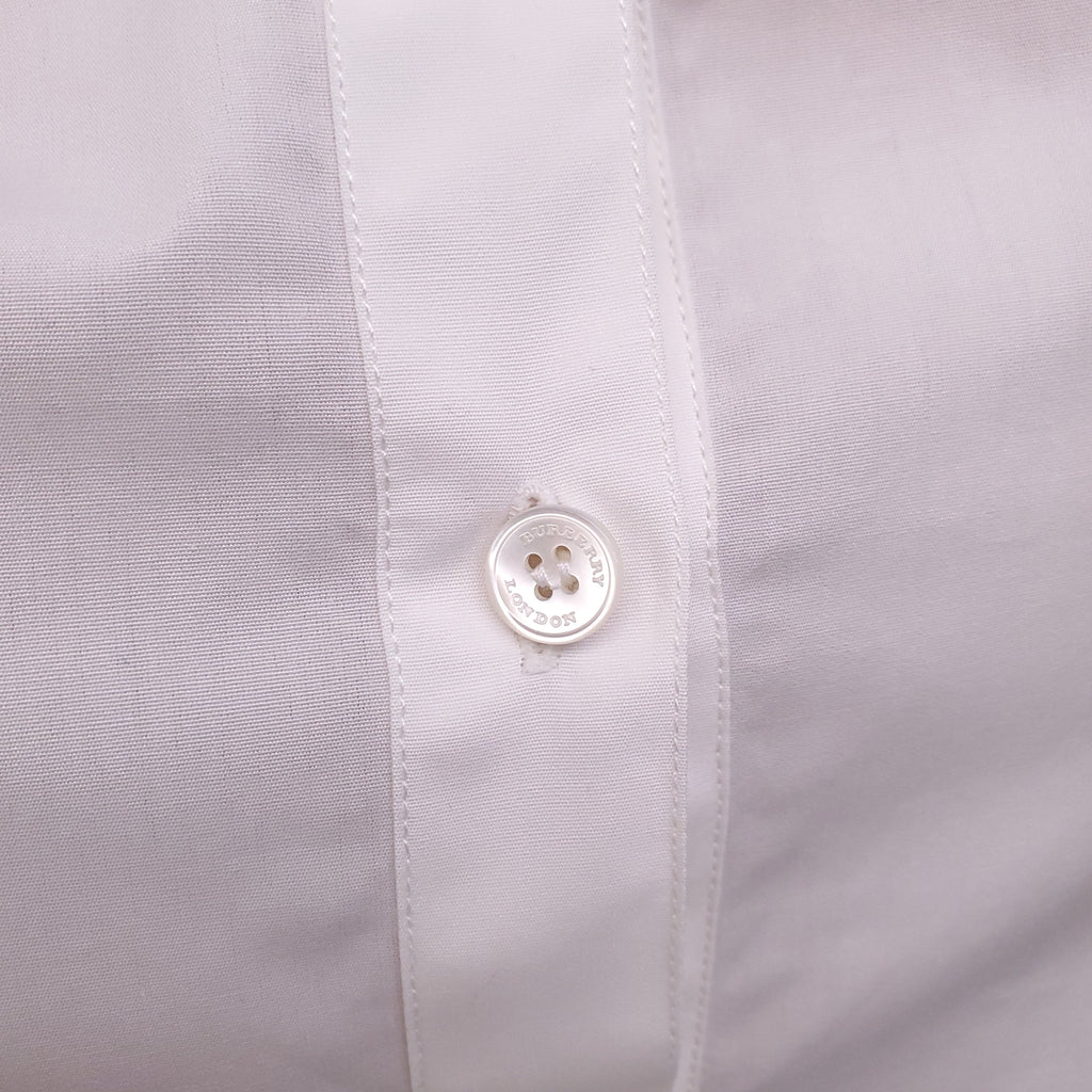 BURBERRY WHITE DRESS SHIRT WITH CROCHET LACE DETAIL - SIZE US 6