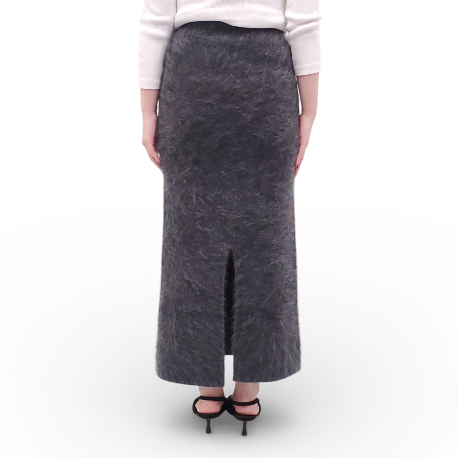 BY MALENE BIRGER GREY KNIT SKIRT WITH SLIT - SIZE XS