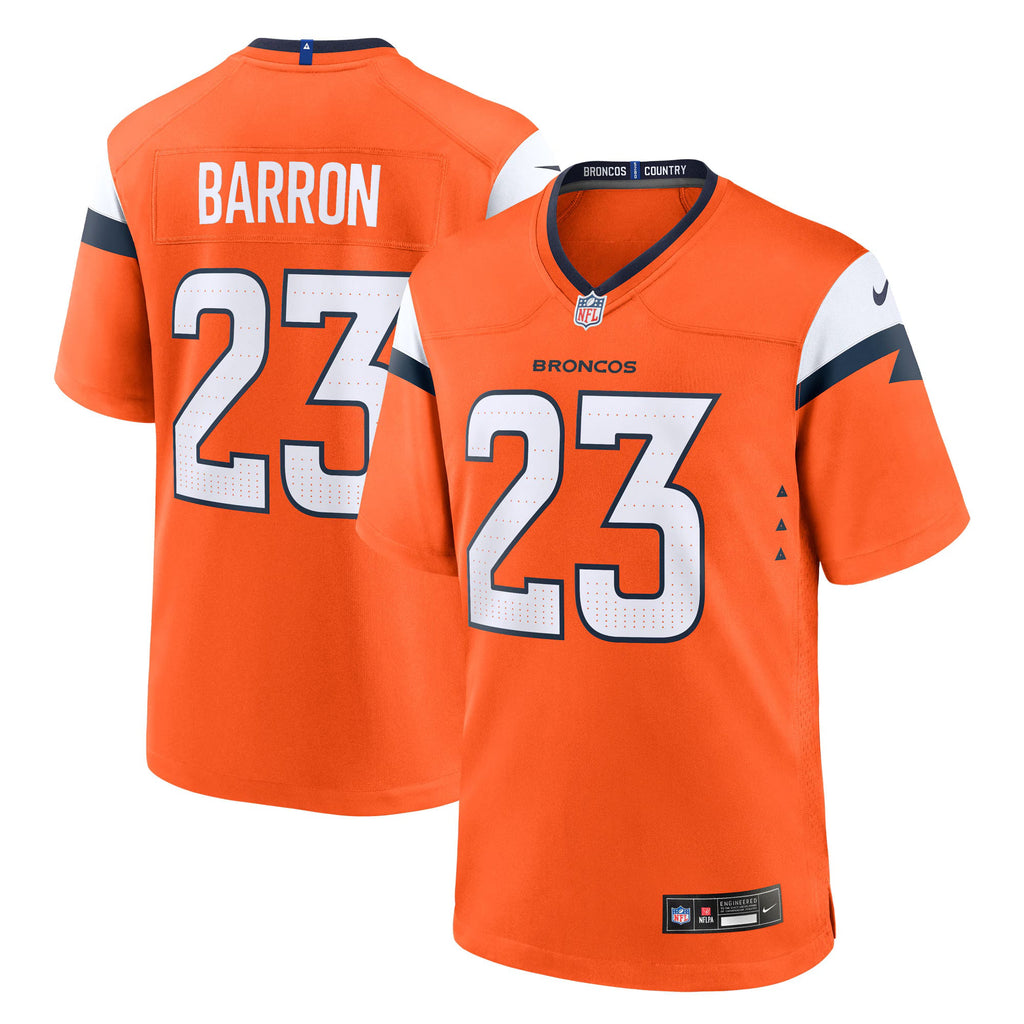 Denver Broncos Jahdae Barron Orange Team Game Jersey