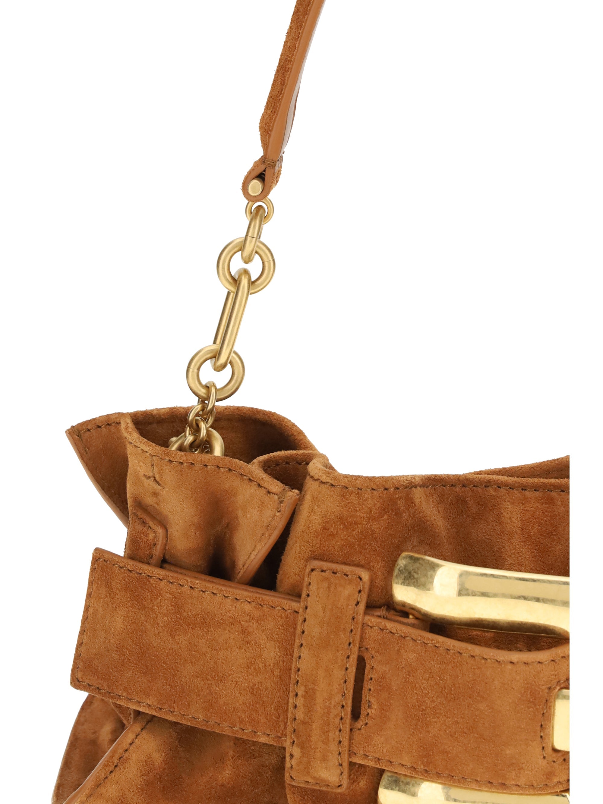 Balmain Women Anthem Mini Bag In Suede Leather