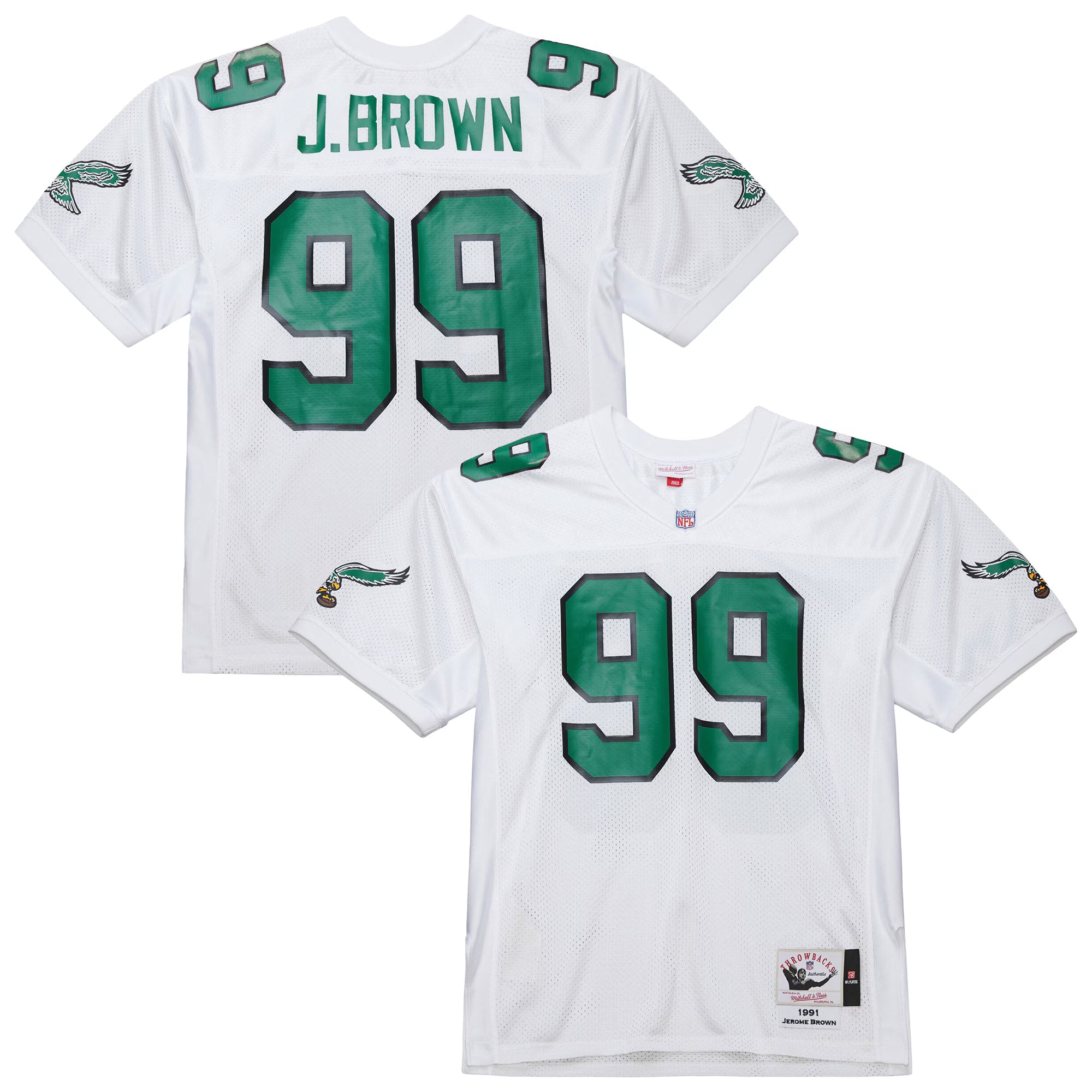 Philadelphia Eagles Jerome Brown Mitchell & Ness White 1991 Authentic Throwback Retired Player Jersey