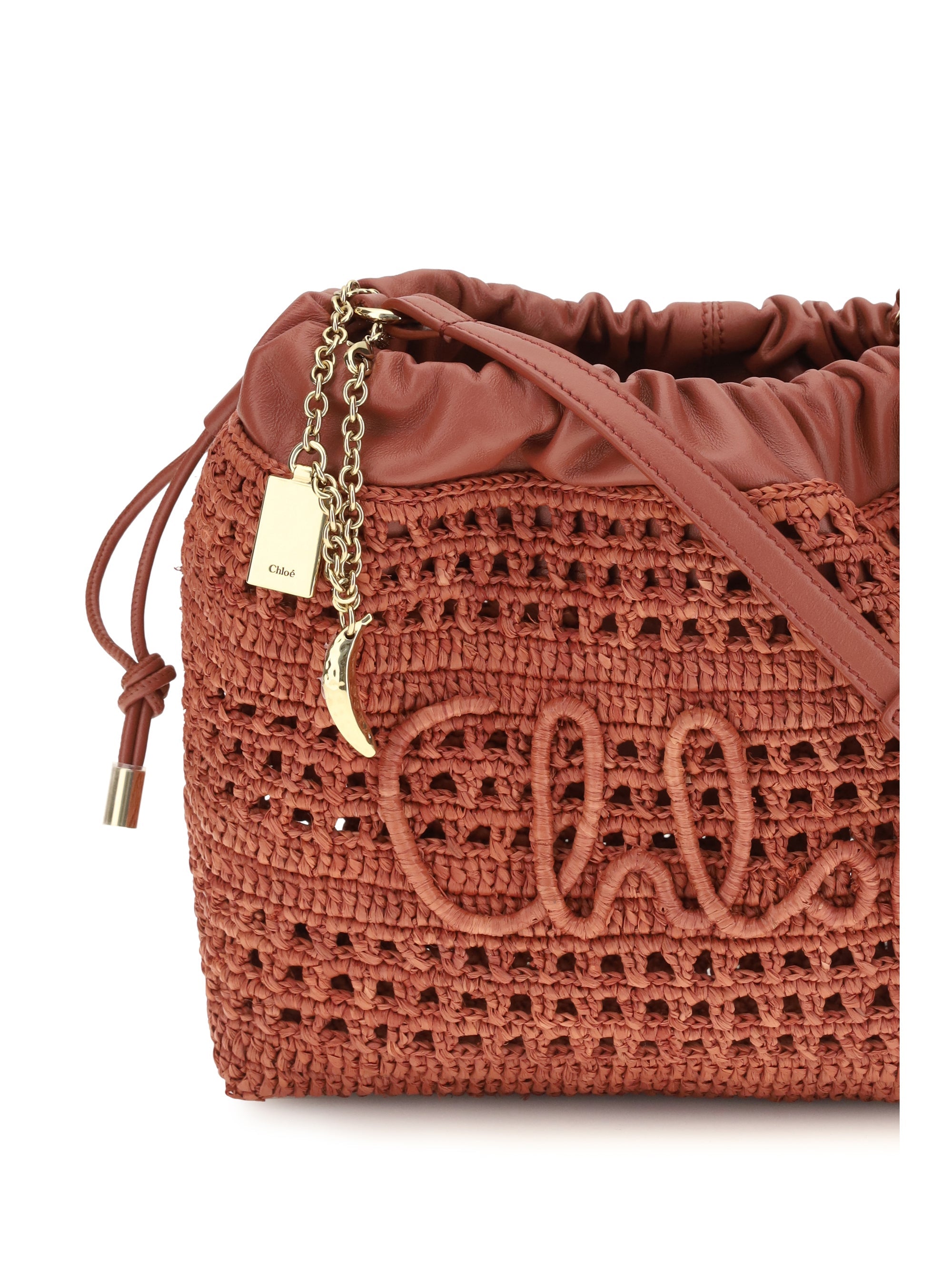 Chloé Women Raffia Drawstring Shoulder Bag