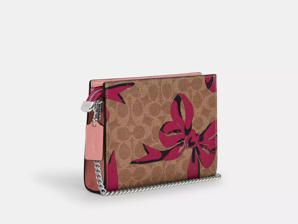 NWT Coach Slim Crossbody Bag In Signature Canvas With Bow Print