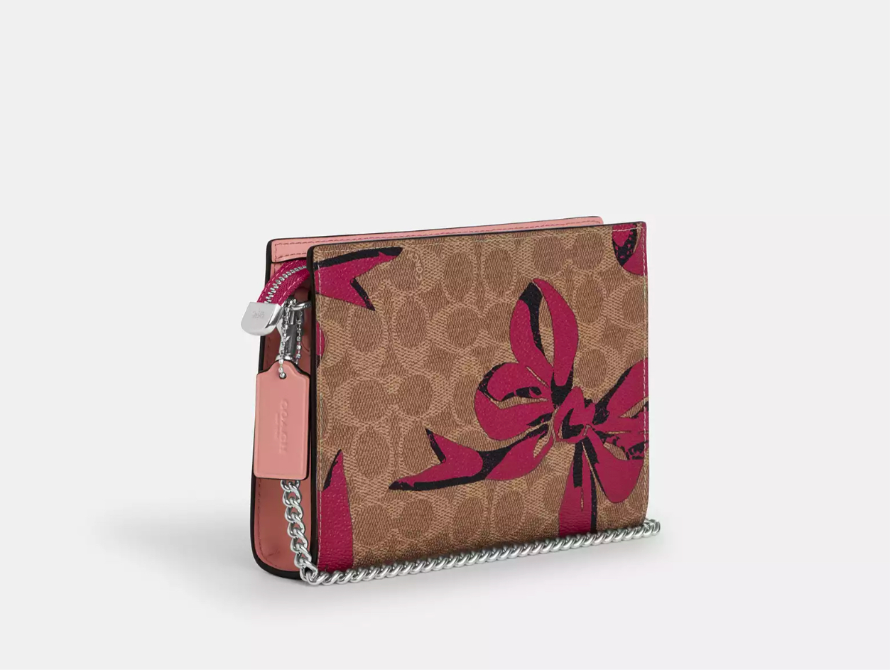 NWT Coach Slim Crossbody Bag In Signature Canvas With Bow Print