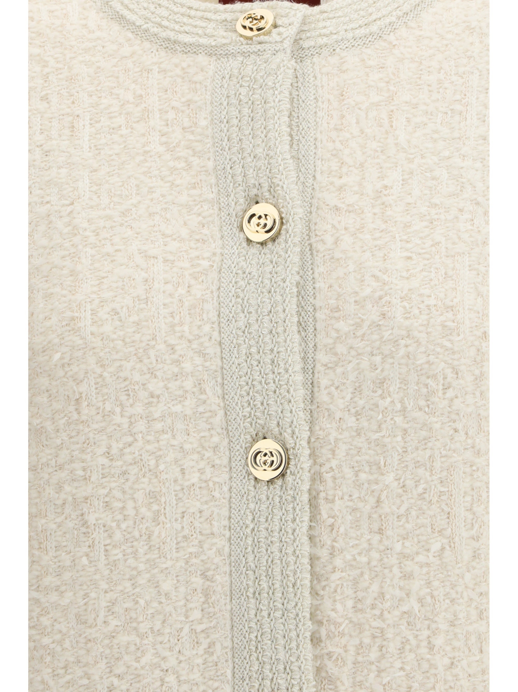 Gucci Women Bouclé Lamé Wool Cardigan