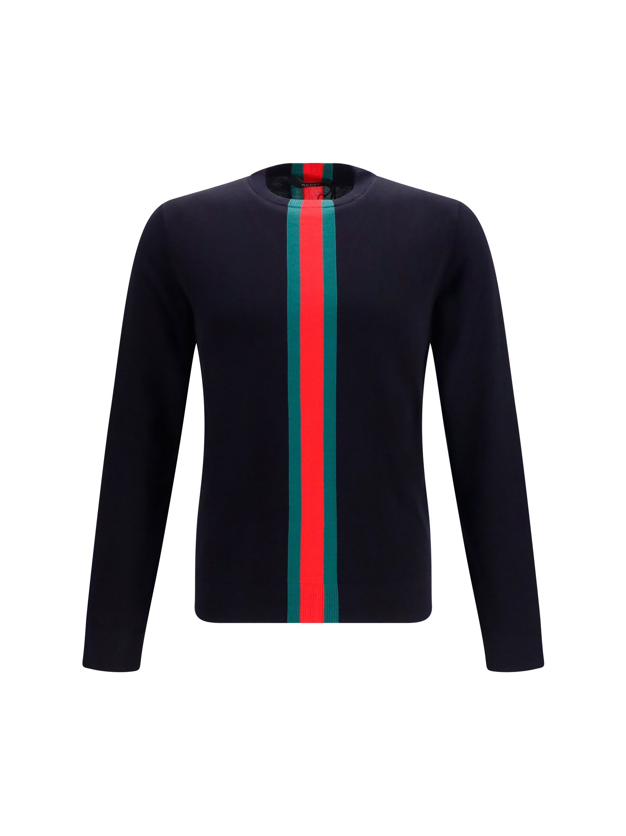 Gucci Men Knitted Cotton Sweater With Web Intarsi