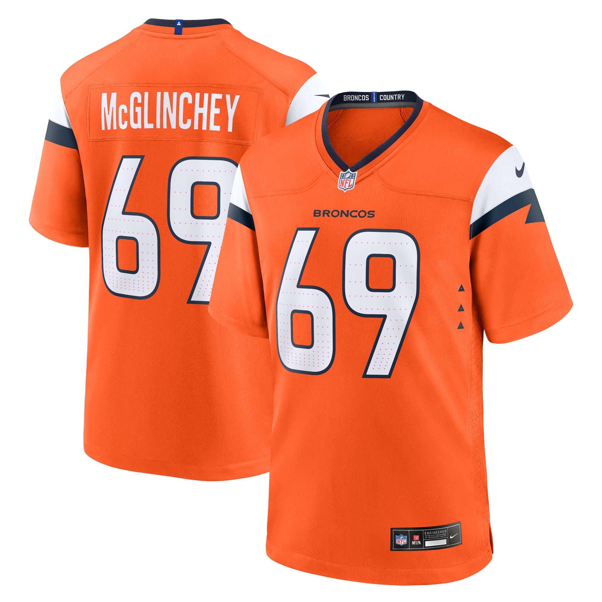 Denver Broncos Mike McGlinchey Orange Team Game Jersey
