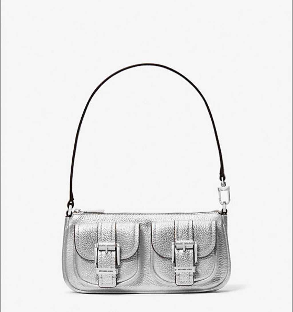 NWT Michael Kors Zoe Small Metallic Leather Pochette