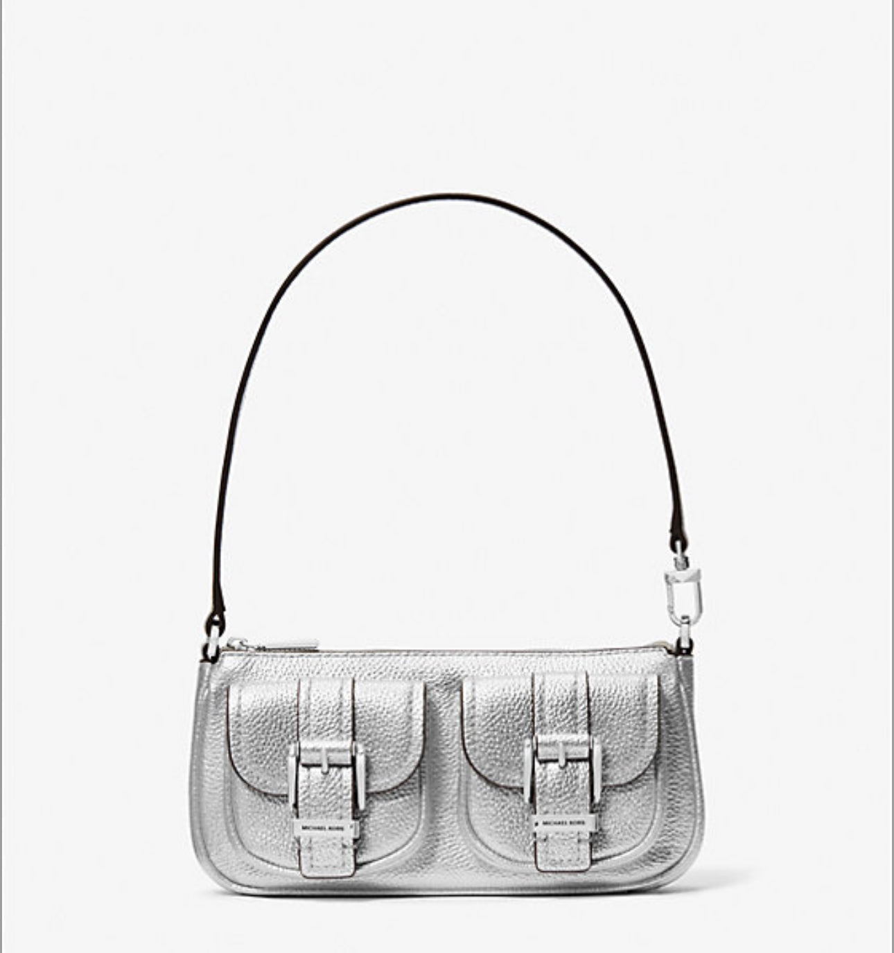 NWT Michael Kors Zoe Small Metallic Leather Pochette