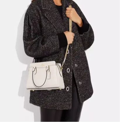 NWT Coach Mini Darcie Carryall In Gold/Chalk With Signature Canvas Strap